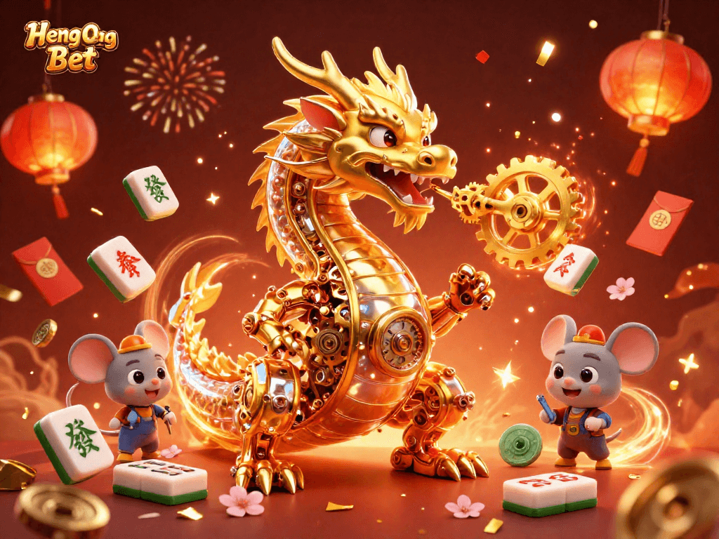 Experience thrilling gameplay at Heng Ong Bet with a dynamic illustration of dragon and casino elements.