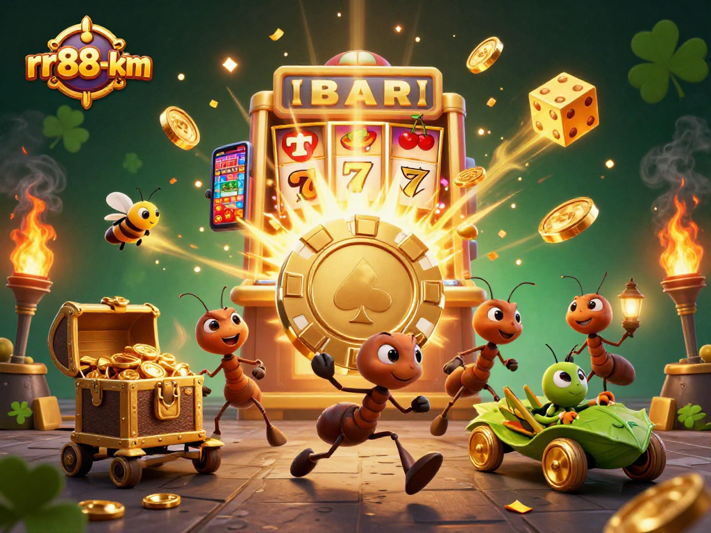Experience the excitement of rr88-km with playful ants executing a heist for the ultimate golden poker chip!