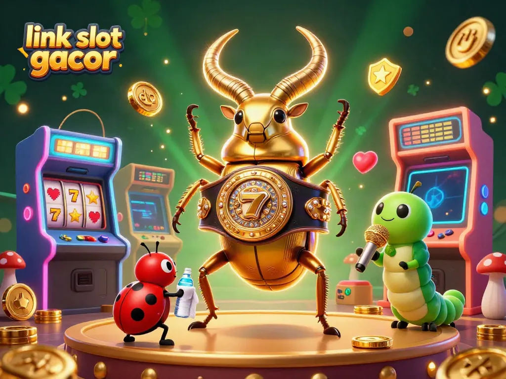 Experience winning excitement with link slot gacor in a dynamic gambling-themed 3D illustration.