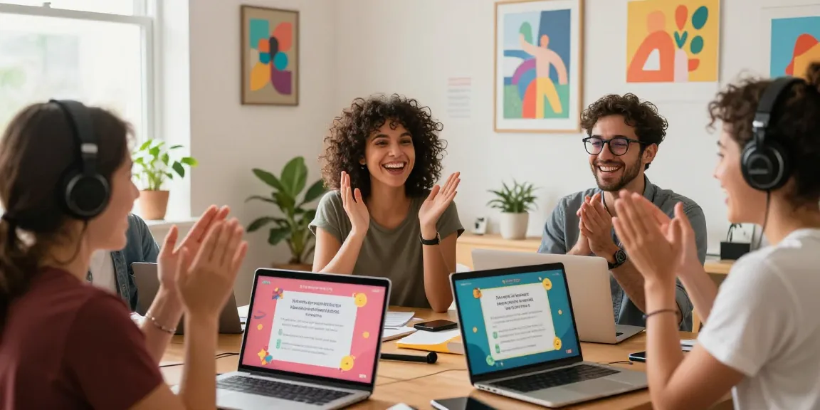 Engaging group participating in improv classes online, showcasing lively interactions and creative exercises during virtual sessions.