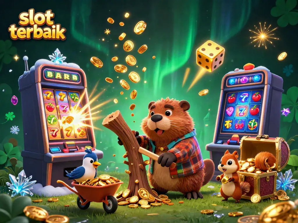 Menang di slot gacor terbaik dengan simbol keberuntungan dan koin bercahaya menghiasi momen bermain.