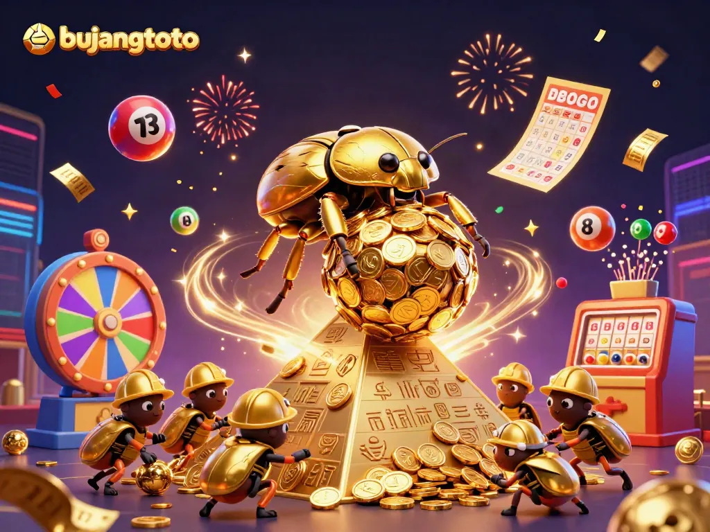 Experience the thrill of bujangtoto with golden dice and festive elements rolling toward excitement.