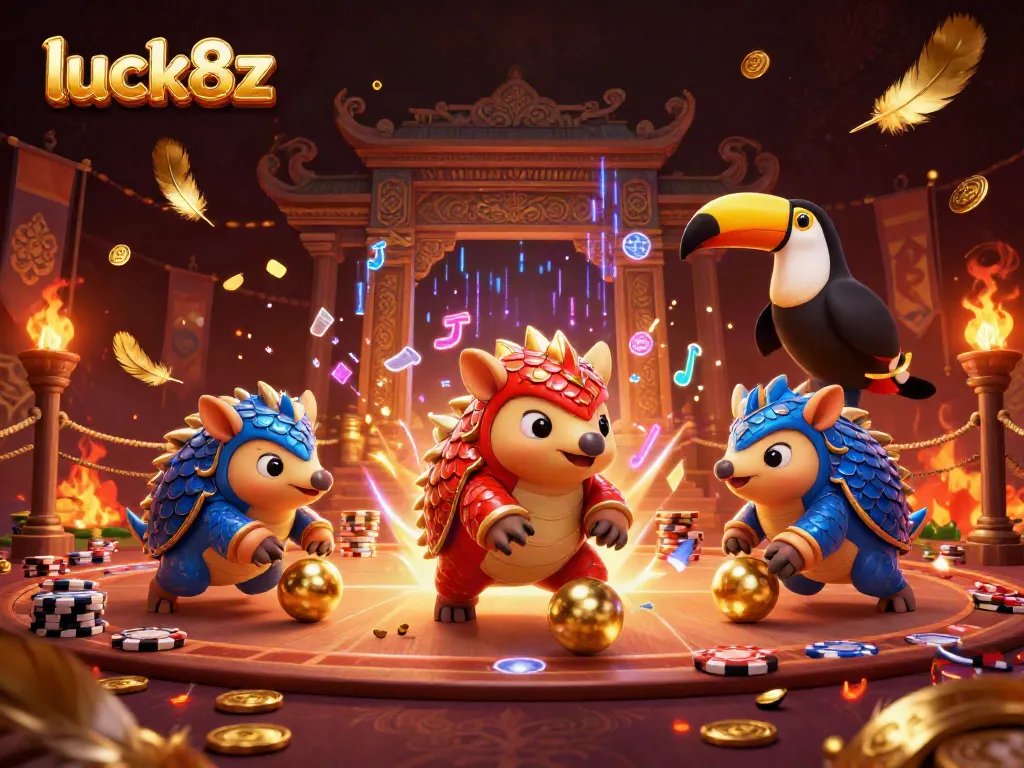 Experience the luck8z excitement with rival pangolins in a vibrant casino showdown.