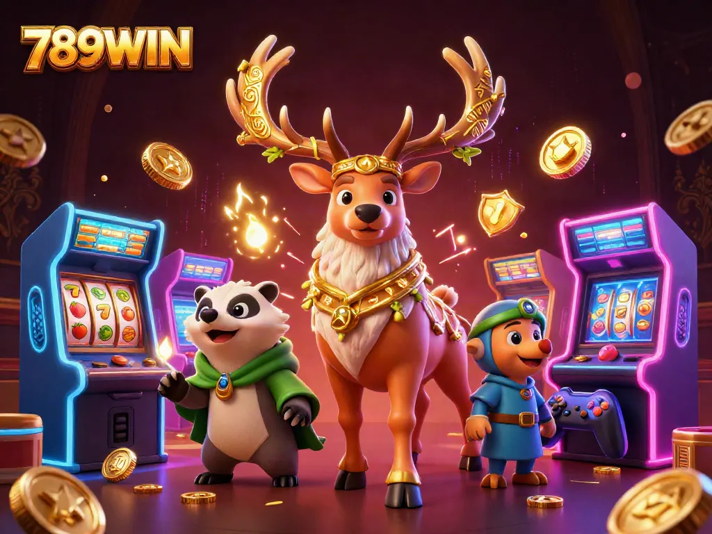 Engage with 789WIN's thrilling slots in a vibrant 3D depiction of a Celtic-inspired casino scene.