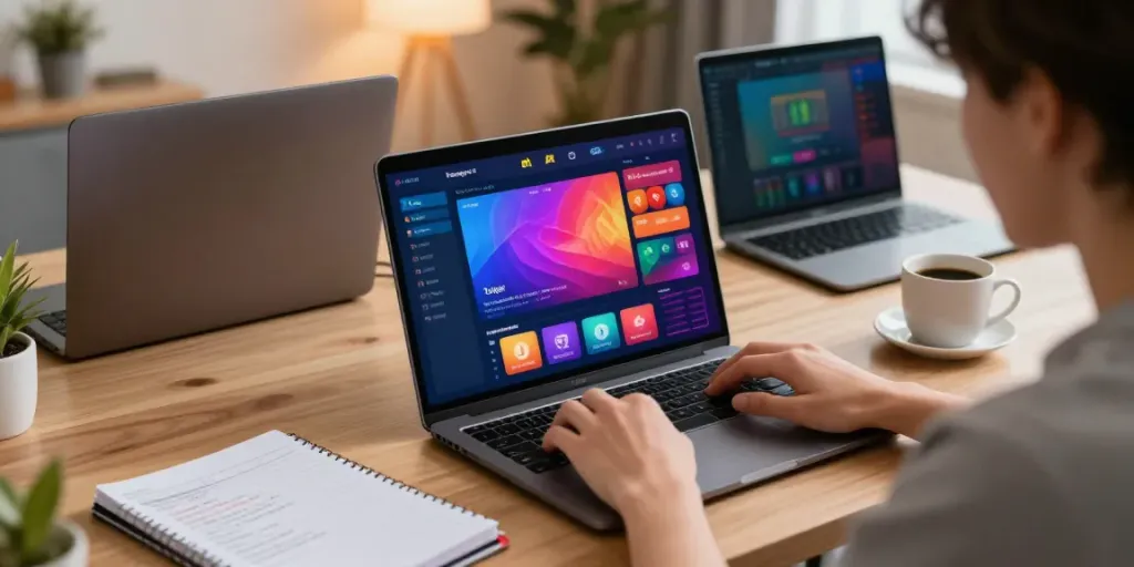 Pengguna aktif bermain toto togel di laptop dengan interface taruhan yang menarik.