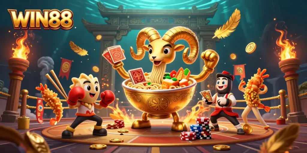 Experience thrilling gameplay action with WIN88 in this vibrant casino scene.