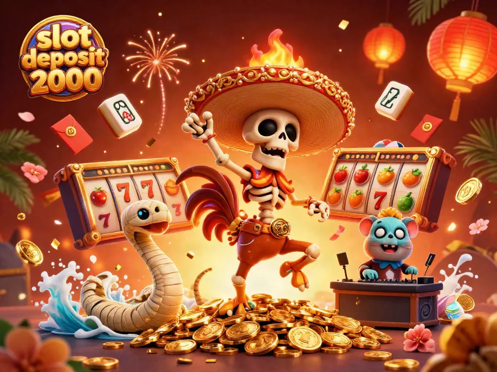 Winning big with slot deposit 2000: A lively illustration featuring a celebratory scene.