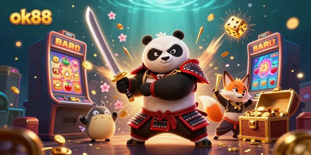 Experience the excitement of ok88 with a vibrant casino illustration of characters and gaming elements.