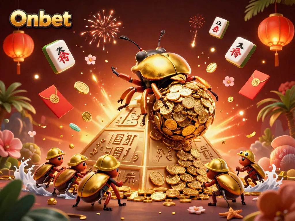 Engage with Onbet's vibrant casino world featuring a golden beetle pyramid adventure.