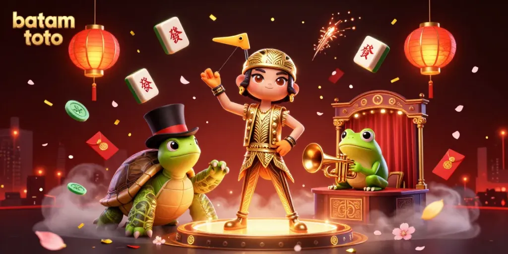 Engage in batam toto with this vibrant digital illustration of a lively casino scene.