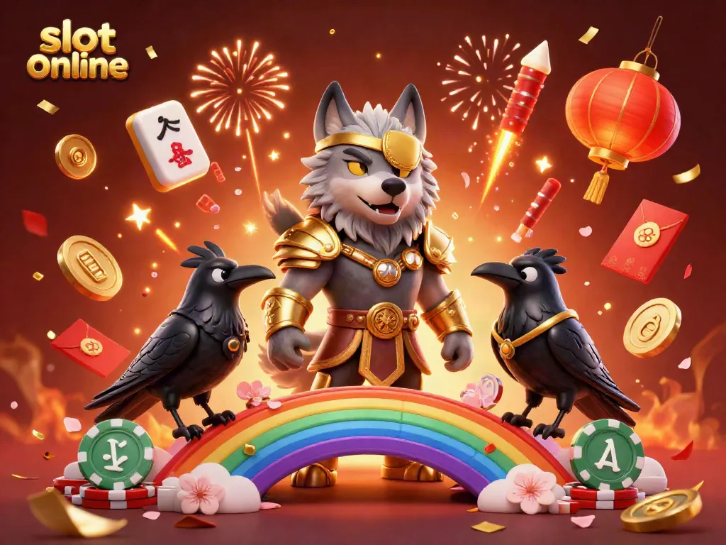 Experience the thrill of slot online gaming with vibrant characters and dynamic casino elements.