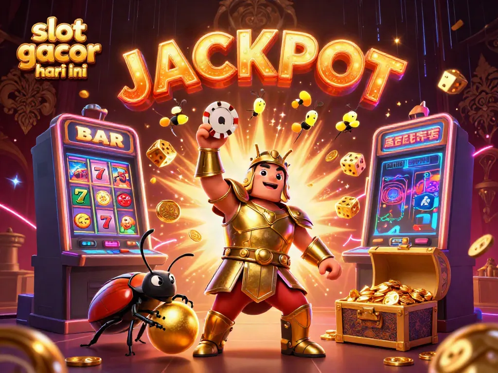 Experience thrilling casino action with slot gacor hari ini, featuring colorful characters and jackpot excitement in this vibrant illustration.