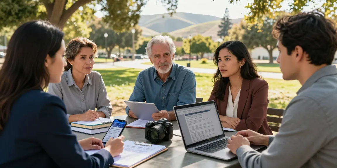 Consultation with a personal injury attorney California in a park, emphasizing community support and legal guidance.