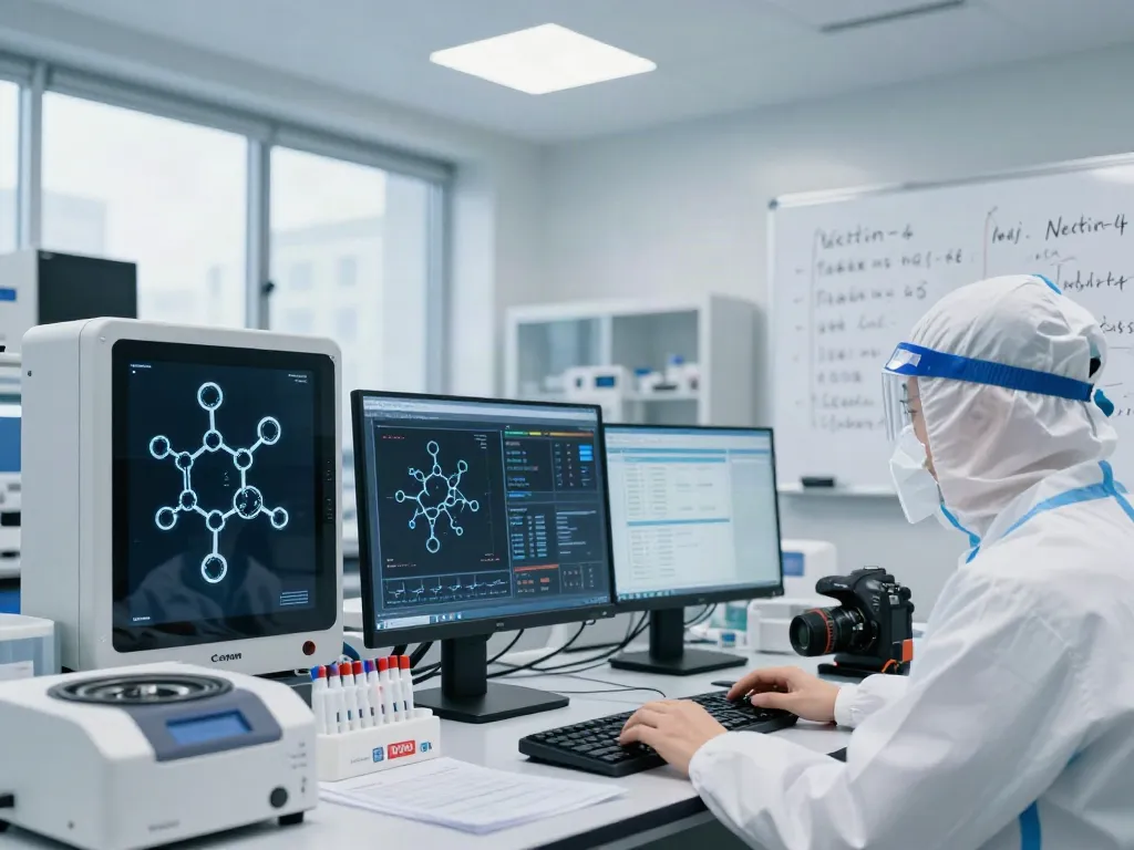 N188 nghiên cứu tại phòng thí nghiệm y tế hiện đại với nhà khoa học phân tích dữ liệu.