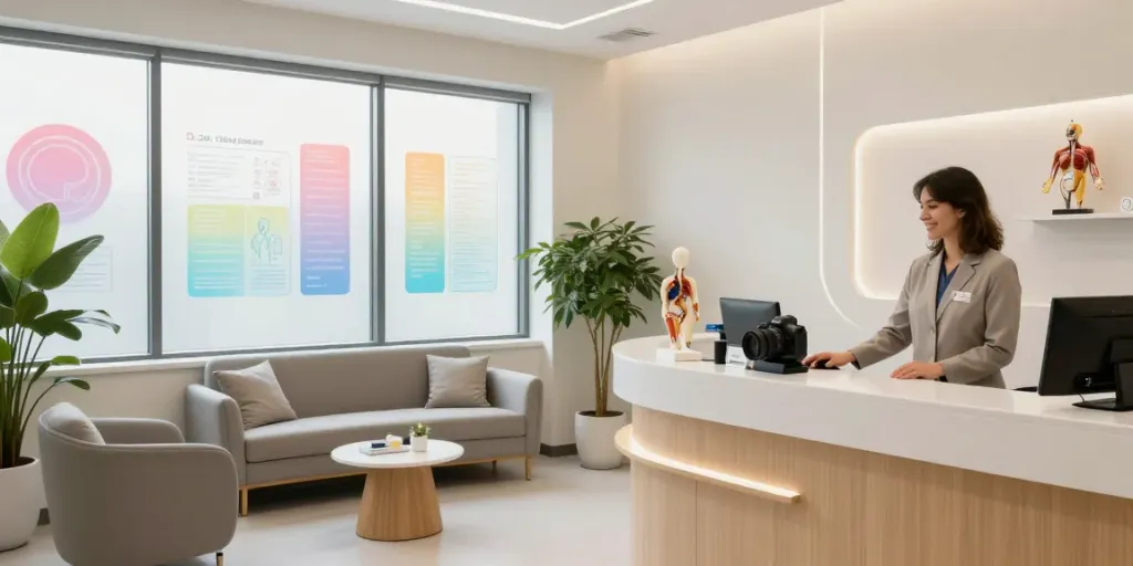 Dr Zahi Chacra Montreal's modern clinic interior, welcoming space for consultation on facial plastic surgery.